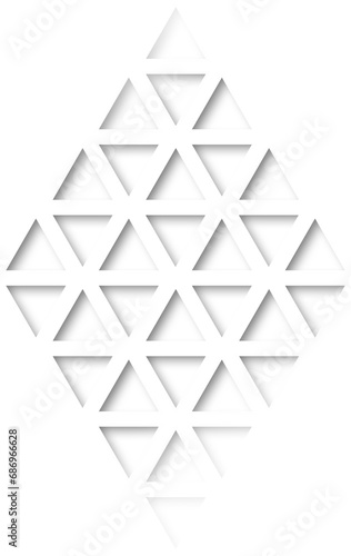 Digital png illustration of white triangles in diamond shape on transparent background
