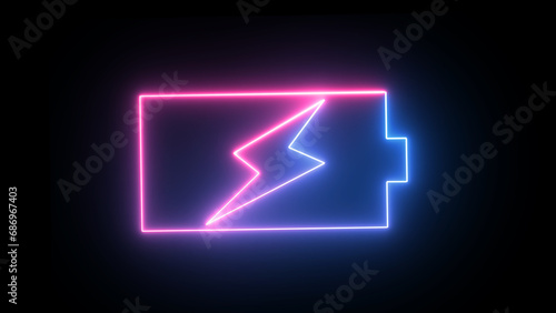 Batery cell phone in neon lights style