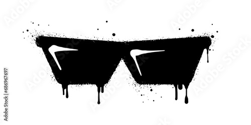 Spray painted graffiti of Glasses icon in black over white. isolated on white background. vector illustration