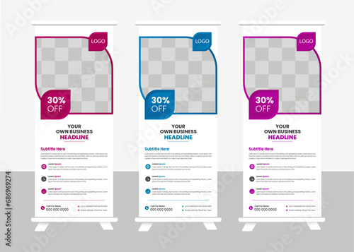 Modern roll up banner design template.