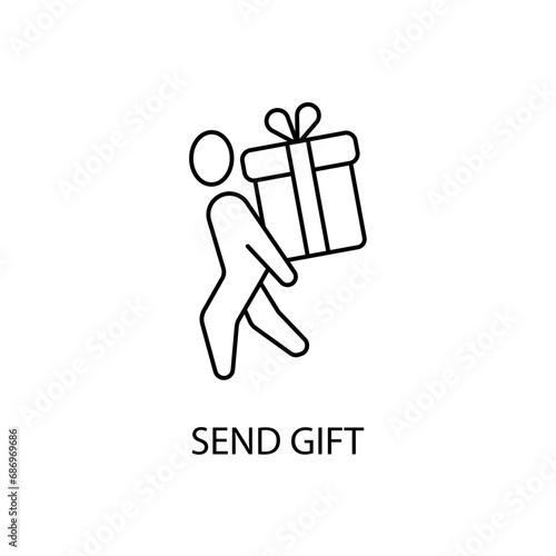 send gift concept line icon. Simple element illustration. send gift concept outline symbol design.