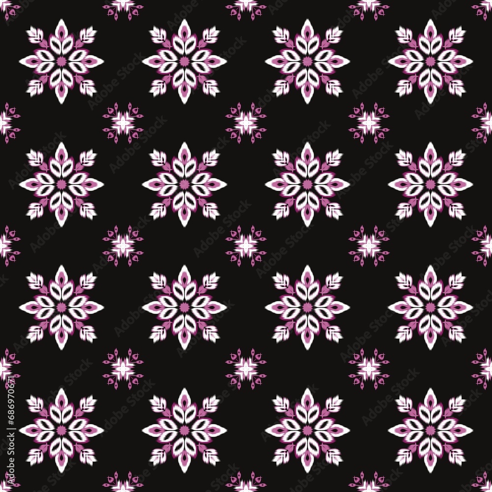 Floral seamless pattern with pink and white, black background Floral seamless pattern with pink and white, black background