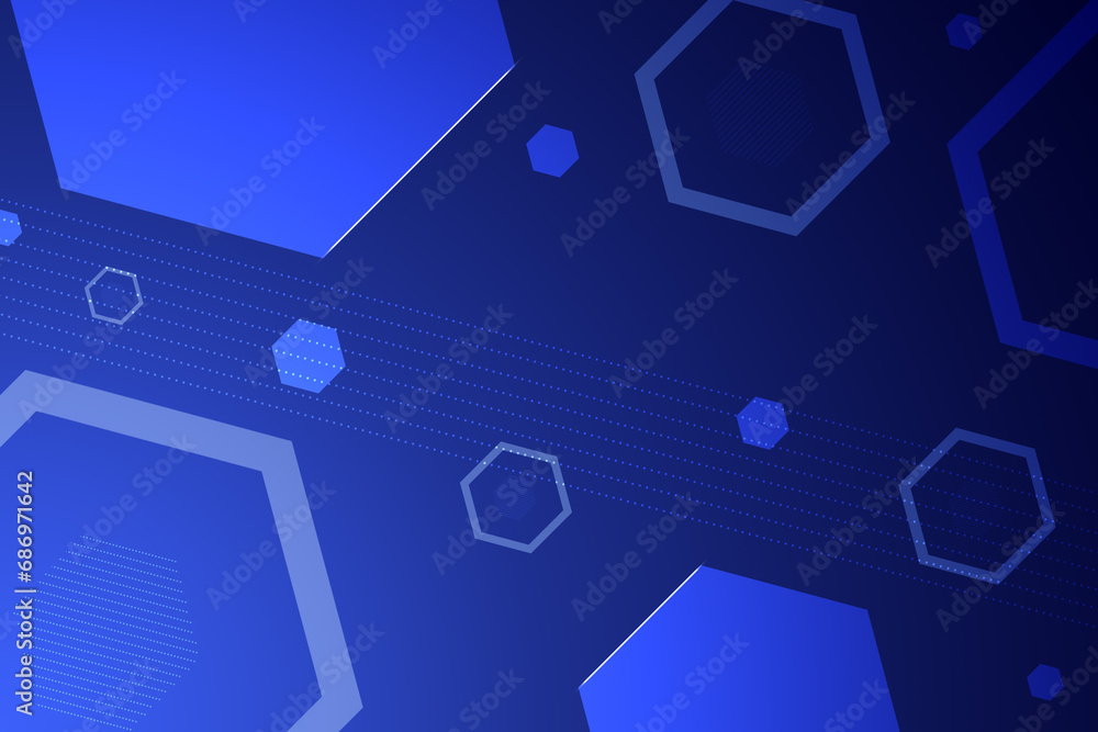 geometric hexagons pattern, gradients, big and small hexagonal and shadows with glowing. dark blue background geometric hexagons pattern, gradients, big and small hexagonal and shadows with glowing. dark blue background