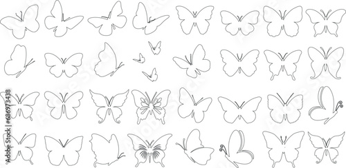 butterfly outline vector illustration Set