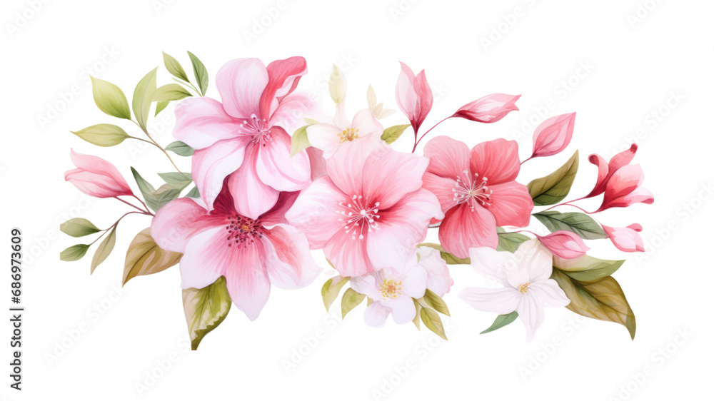 Fototapeta premium Seamless flowers retro flower bouquet Colored cartoon style for web design. On a transparent background. Isolated.