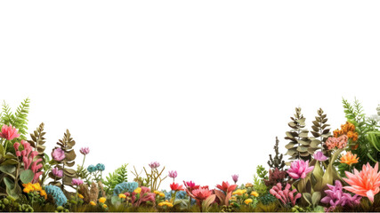 Wedding name copy space for flower text. Floral decorative message frame on transparent background. Isolated.