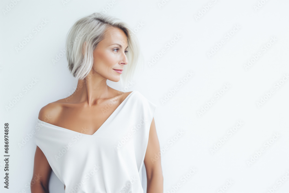 Portrait of a beautiful middle aged woman with copyspace clean background Portrait of a beautiful middle aged woman with copyspace clean background