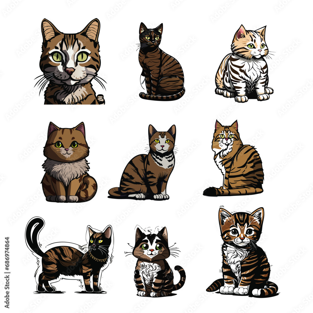 set of tiger cats