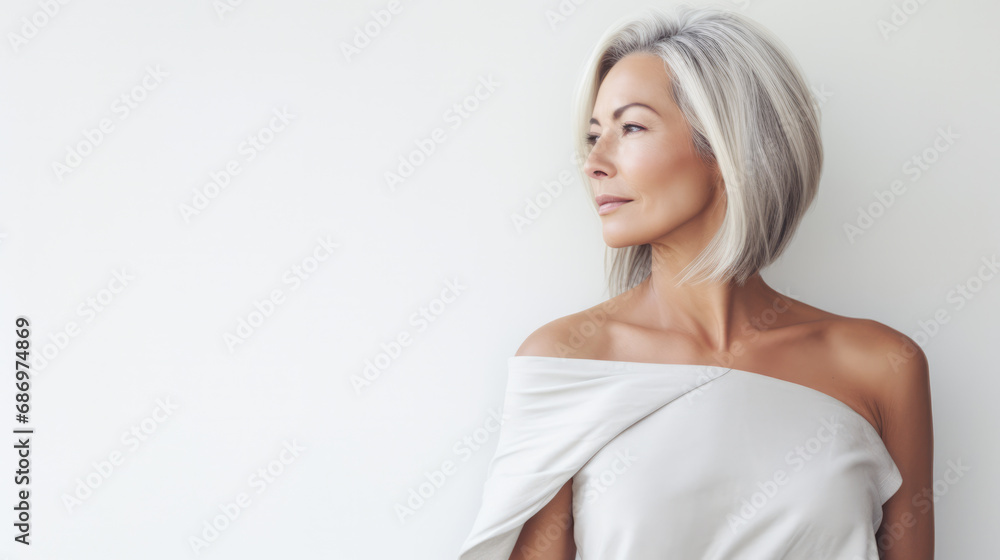 Portrait of a beautiful middle aged woman with copyspace clean background Portrait of a beautiful middle aged woman with copyspace clean background