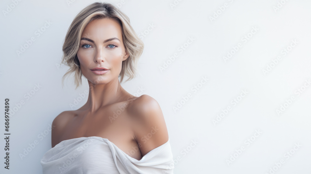 Portrait of a beautiful middle aged woman with copyspace clean background Portrait of a beautiful middle aged woman with copyspace clean background