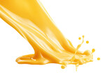 Melting cheese golden yellow on white background