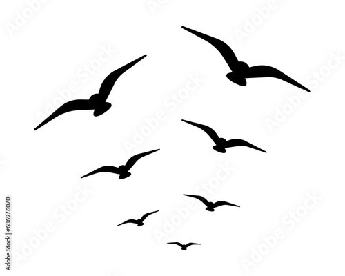 flock of birds flying vector design
