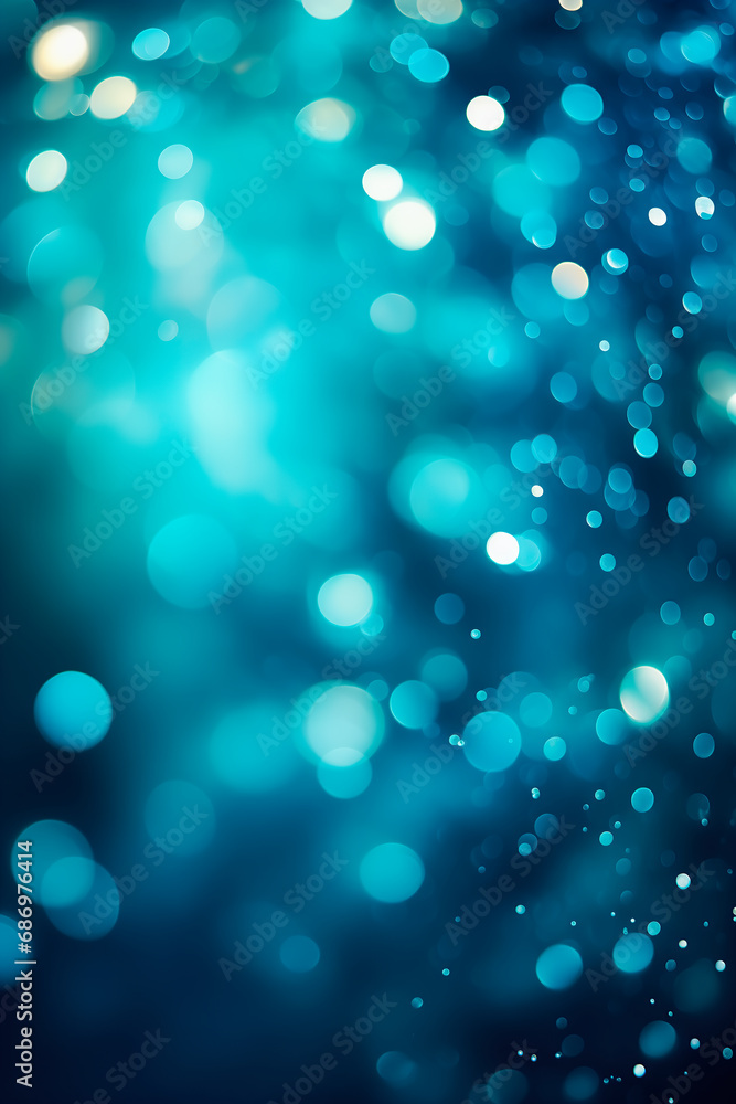 Beautiful Teal Color Defocused Lights Bokeh Abstract Background