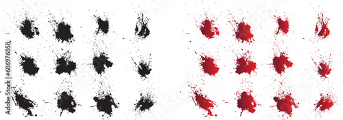 Vector collection of inked splatter black isolated background
