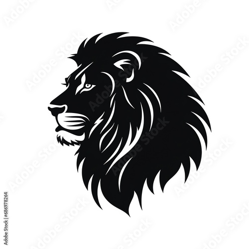 a black and white lion head