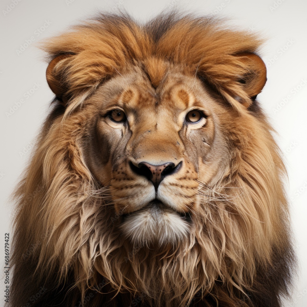 Isolated Lion Majesty Realistic Head Hair Generative AI