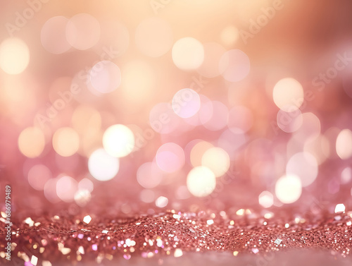 Rose pink glitter with gold sparkles background. Generative Ai