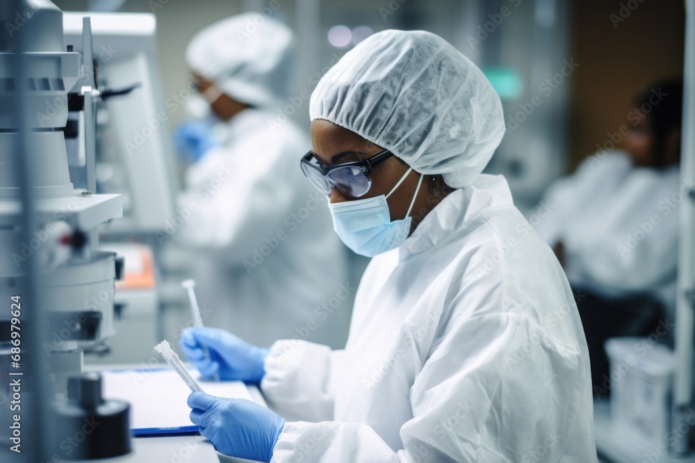 Black woman working at a bio medical lab Black woman working at a bio medical lab