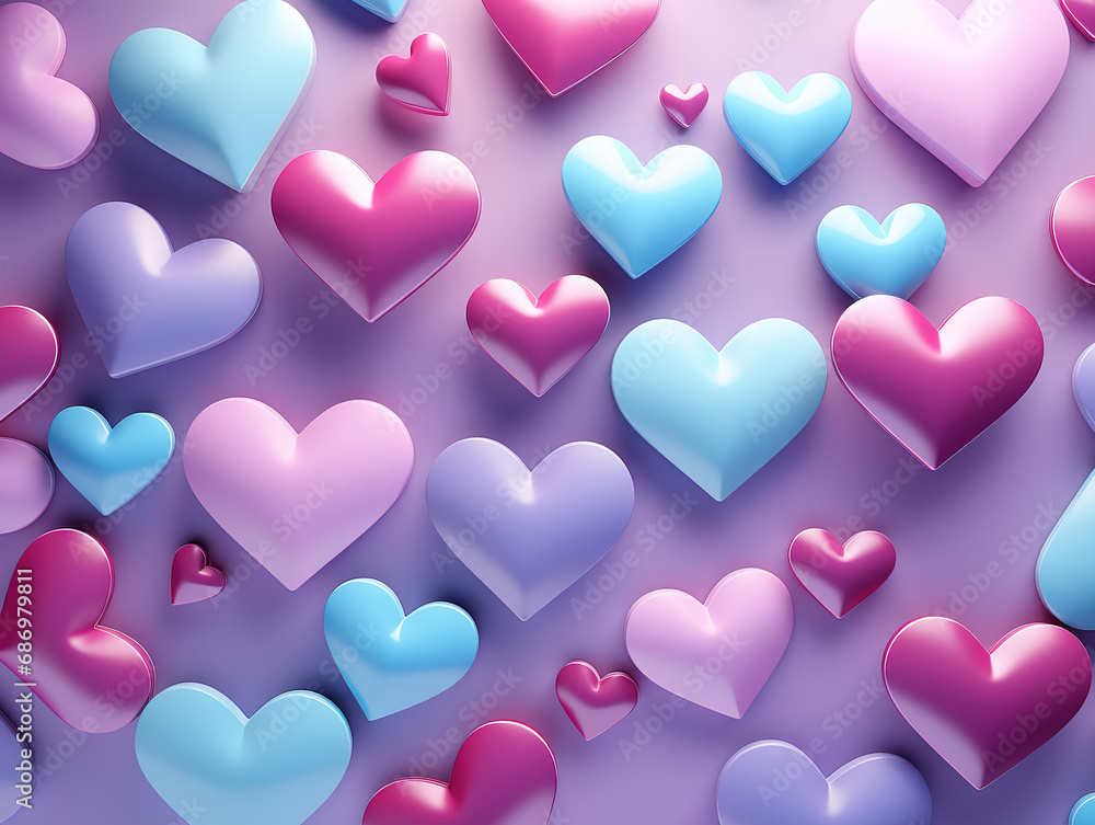 Valentines Day background with hearts. Generative Ai