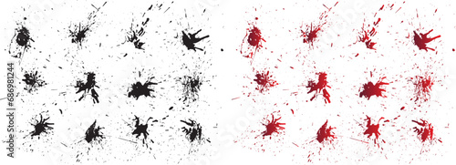 Paint ink creative black texture splatter vector set