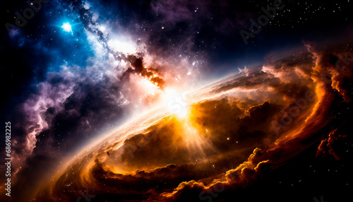 宇宙空間の中に広がる星雲