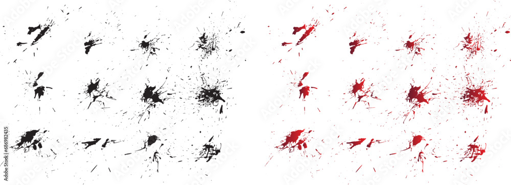 Dirty artistic black spatter vector set Dirty artistic black spatter vector set