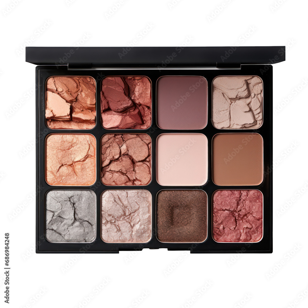 Fototapeta premium Eye Shadow Palette Isolated on Transparent or White Background, PNG
