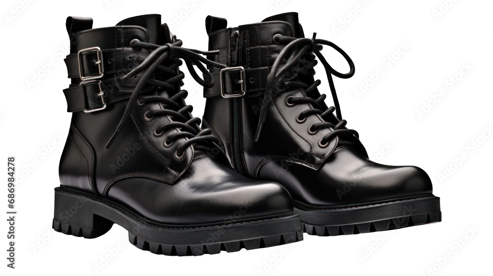Set of Black Ankle Boots Isolated on Transparent or White Background, PNG Set of Black Ankle Boots Isolated on Transparent or White Background, PNG