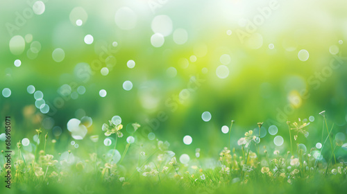 Green Meadow Summer Blurred Bokeh Background