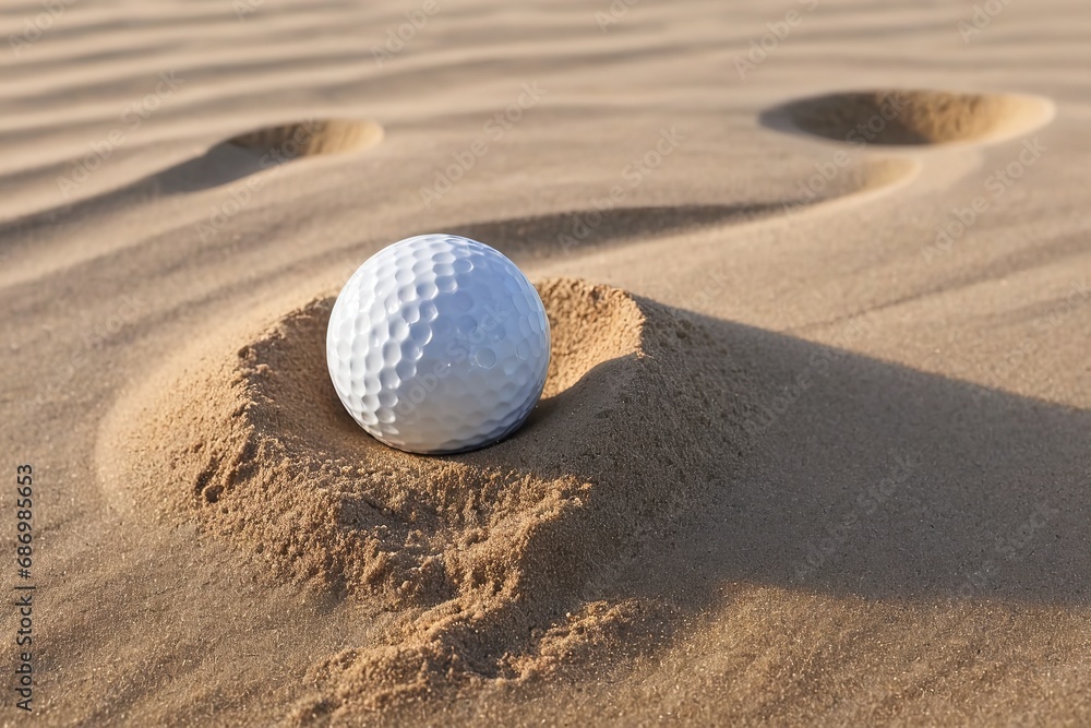 Deserted Tee: Golf Ball in Sand Trap Close-Up Deserted Tee: Golf Ball in Sand Trap Close-Up