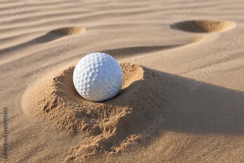 Deserted Tee: Golf Ball in Sand Trap Close-Up