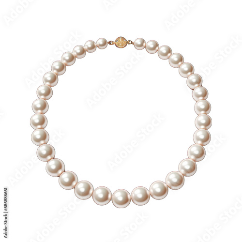 White Pearl Necklace Isolated on Transparent or White Background, PNG