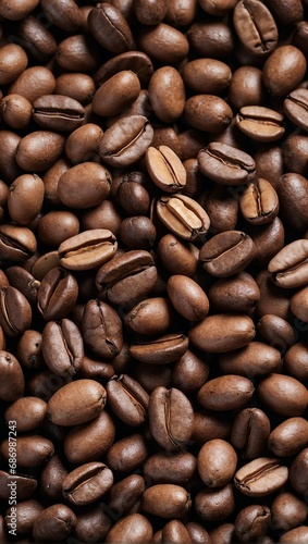Abstract background from fresh coffee beans. Generative AI.