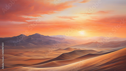 Painting the Desert: AI Sunset in Soothing Warm Hues © hanzu