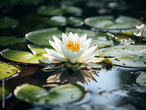 white water lily in pond