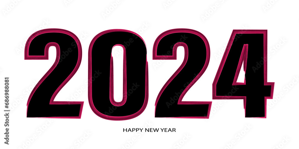 Happy New Year, 2024 on white background Happy New Year, 2024 on white background