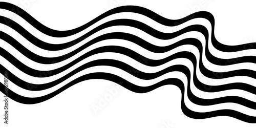 Black on white abstract perspective line stripes with 3d dimensional effect isolated on white background. vector eps 10