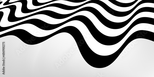 Black on white abstract perspective line stripes with 3d dimensional effect isolated on white background. vector eps 10 photo