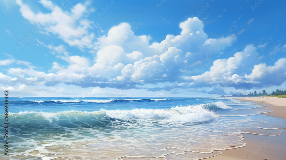 AI Seaside Bliss: Gentle Waves and Sandy Peace