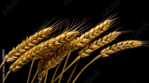 Horizontal wheat ears isolated on a white background with clipping path. Full Depth of field. Generative AI