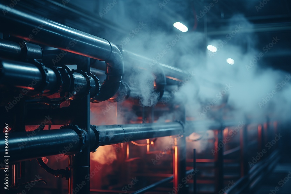 Smoke from pipes of a metallurgical plant - obrazy, fototapety, plakaty 
