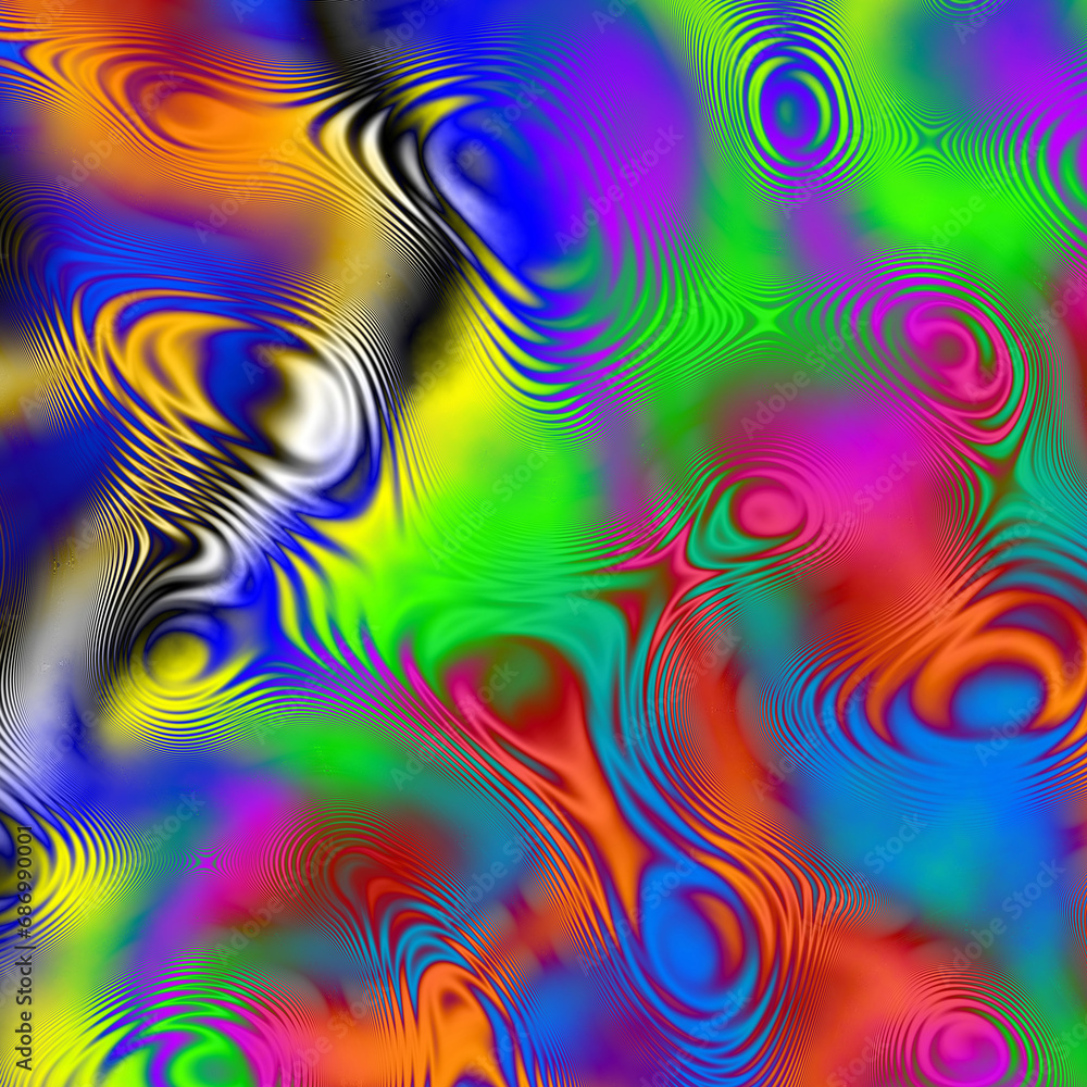 Fototapeta premium Abstract colorful wavy groovy psychedelic background