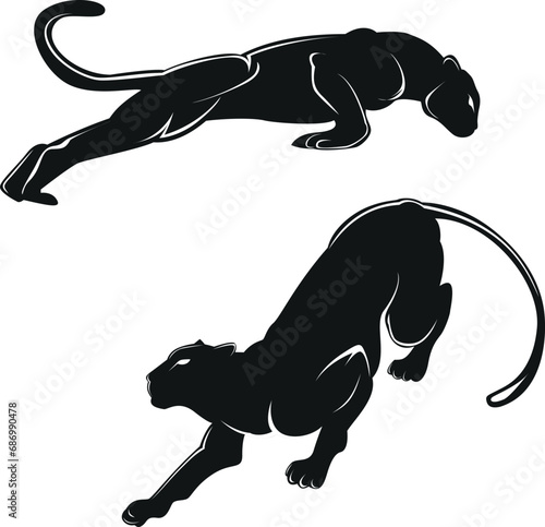 Abstract Silhouette Of A Black Panther Vector 