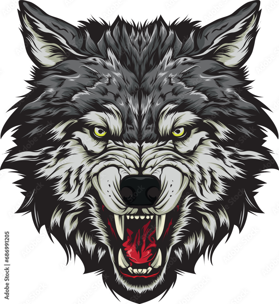 illustration vector graphic of angry wolf head mascot
