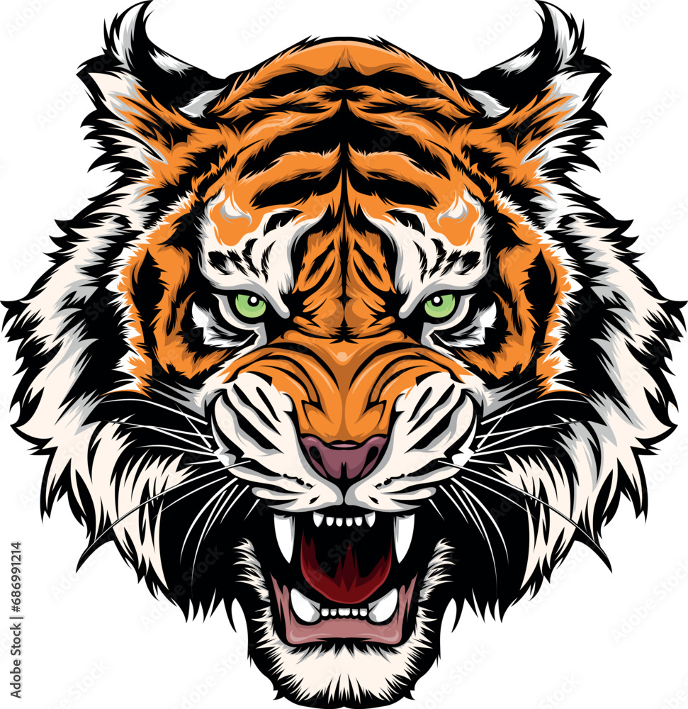  illustration vector graphic of angry tiger  mascot good for logo sport ,t-shirt ,logo