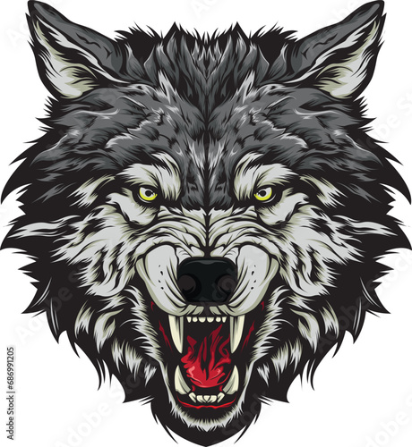 illustration vector graphic of angry wolf head mascot