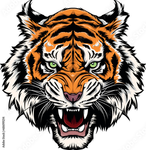 Fototapeta Naklejka Na Ścianę i Meble -   illustration vector graphic of angry tiger  mascot good for logo sport ,t-shirt ,logo