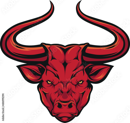  illustration vector graphic of red bufalo head mascot good for logo sport ,t-shirt ,logo