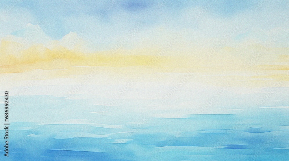 watercolor painting of abstract ocean horizon sunset background template - obrazy, fototapety, plakaty 