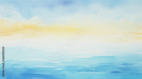 watercolor painting of abstract ocean horizon sunset background template photo